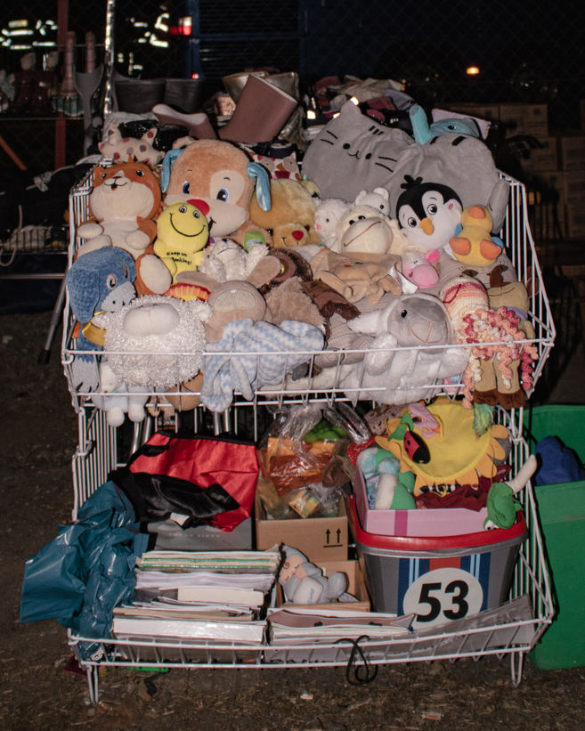 Donated toys are displayed, so children can pick them.